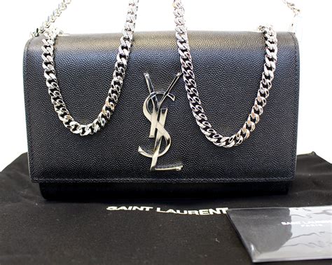 ysl black on black bag|ysl black bag with silver chain.